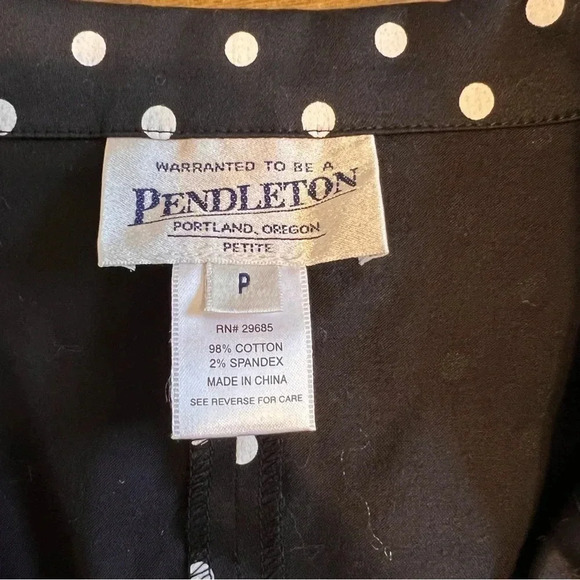 Pendleton Polk A Dot Shirt Jacket Blazer Light Weight V Neck Petite Small - Picture 9 of 9